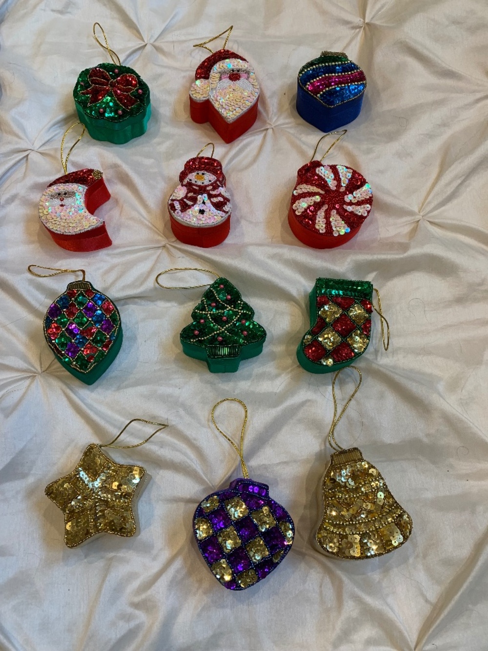 New Set 12 Christmas 2006 Sequin Ornament Boxes